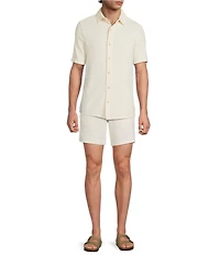 Rowm Flat Front Solid 7#double; Inseam Textured Shorts