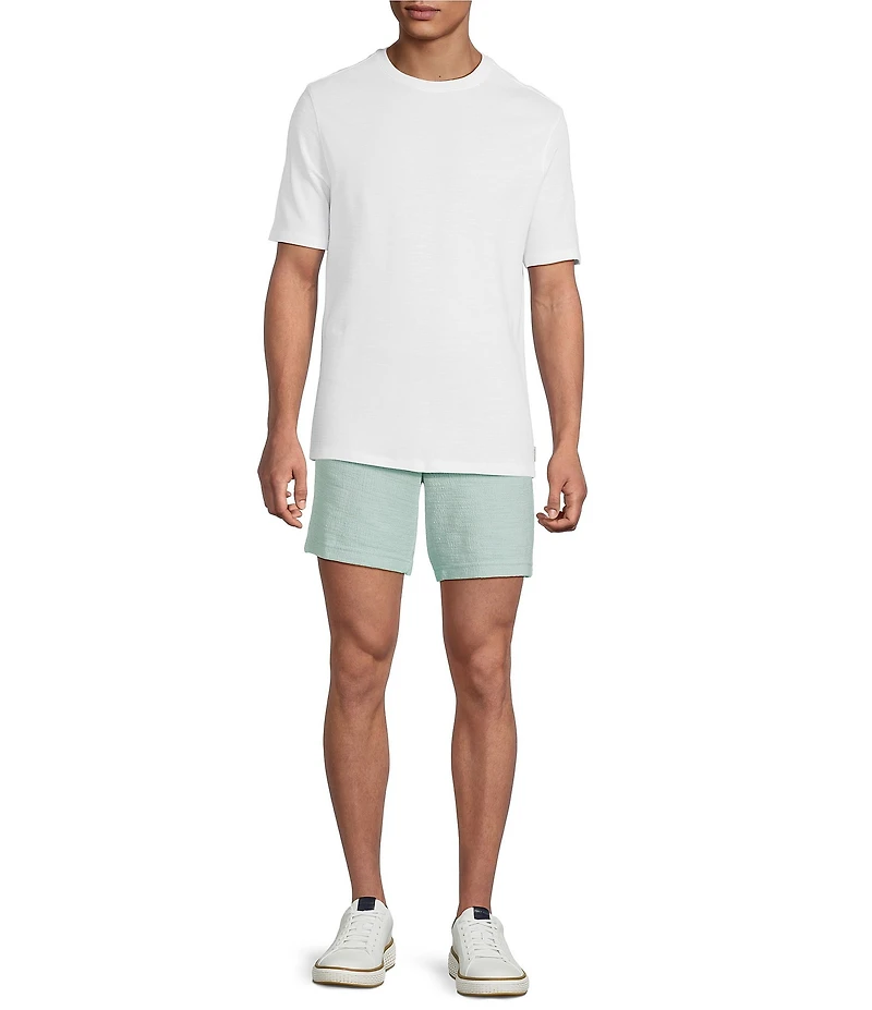 Rowm Flat Front Solid 7#double; Inseam Textured Shorts