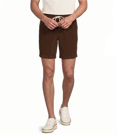 Rowm Garment Dyed Solid Drawstring Corduroy 7#double; Inseam Shorts