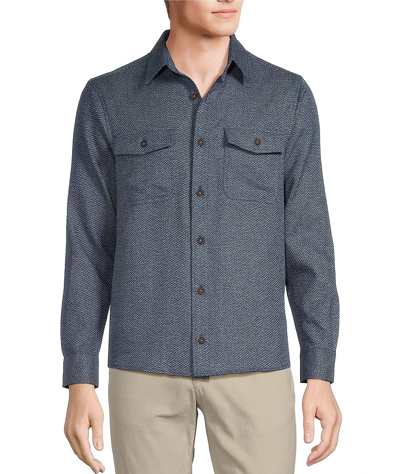 Rowm Long Sleeve 2 Pocket Jaspe Textured Button-Down Sport Shirt