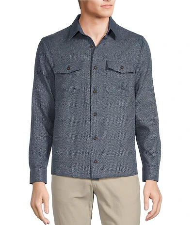 Rowm Long Sleeve 2 Pocket Jaspe Textured Button-Down Sport Shirt