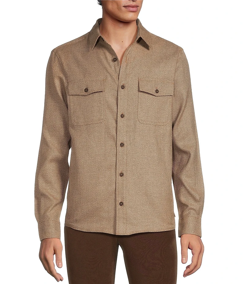 Rowm Long Sleeve 2 Pocket Jaspe Textured Button-Down Sport Shirt