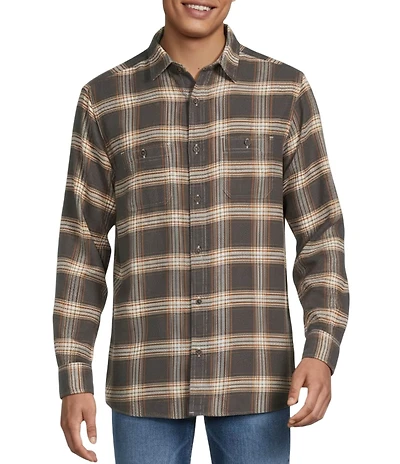 Rowm Long Sleeve 2 Pocket Slub Medium Plaid Button Down Sport Shirt
