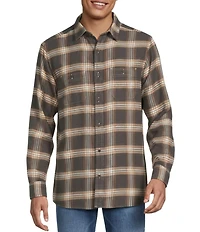 Rowm Long Sleeve 2 Pocket Slub Medium Plaid Button Down Sport Shirt