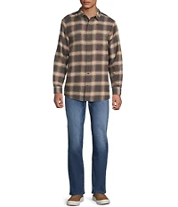 Rowm Long Sleeve 2 Pocket Slub Medium Plaid Button Down Sport Shirt