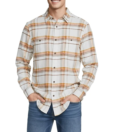 Rowm Long Sleeve 2 Pocket Slub Medium Plaid Button Down Sport Shirt