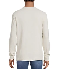 Rowm Long Sleeve Garment Washed Solid Waffle Henley Shirt