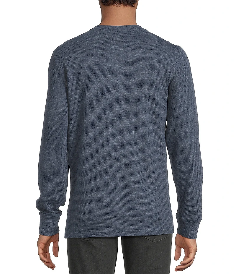 Rowm Long Sleeve Garment Washed Solid Waffle Henley Shirt