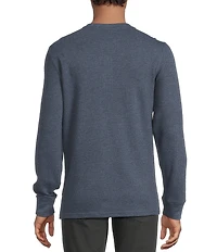 Rowm Long Sleeve Garment Washed Solid Waffle Henley Shirt