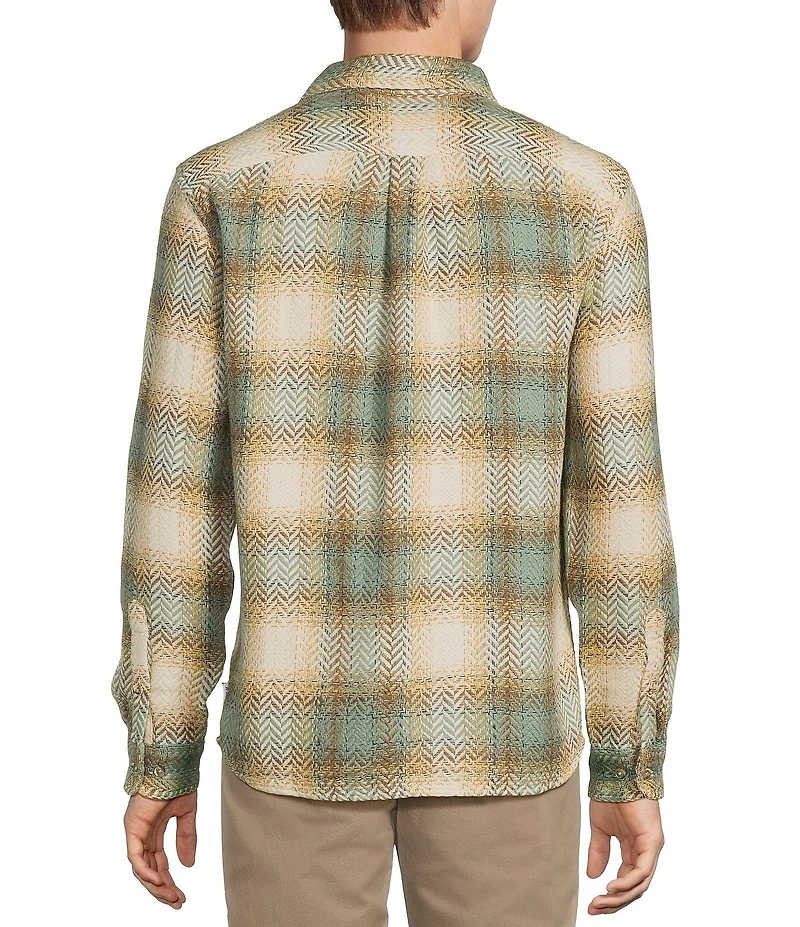 Rowm Long Sleeve Herringbone Large Plaid Woven Shirt