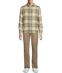 Rowm Long Sleeve Herringbone Large Plaid Woven Shirt