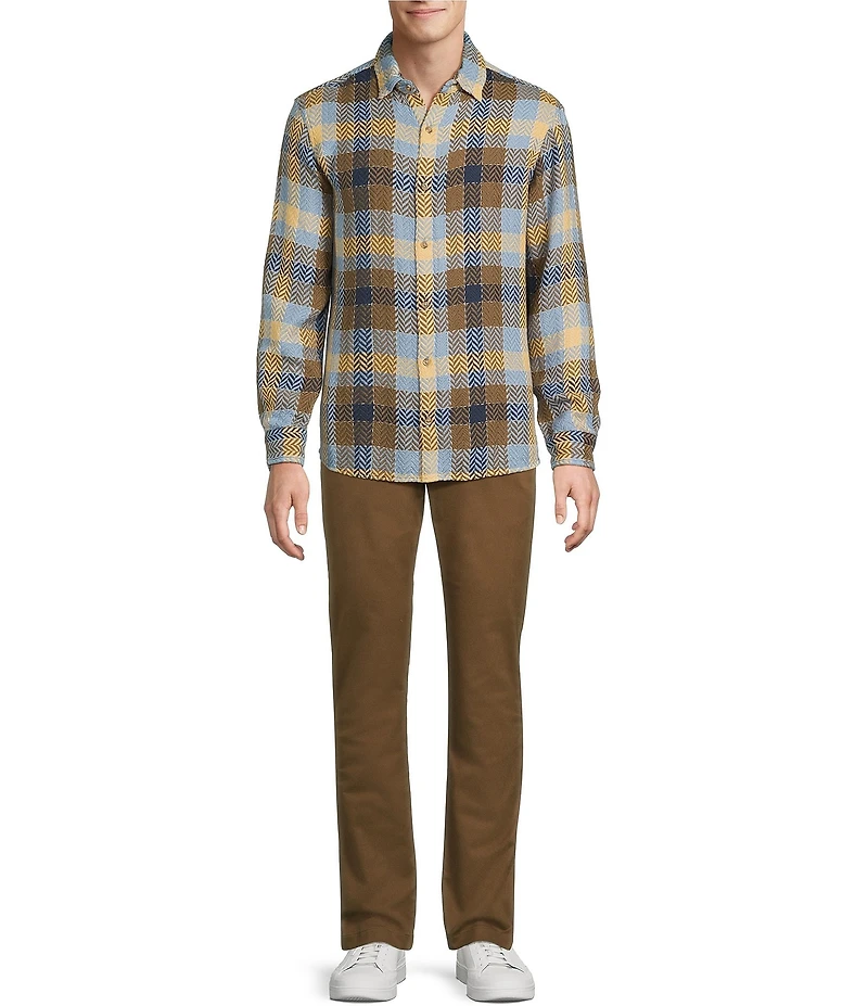 Rowm Long Sleeve Herringbone Medium Check Woven Shirt