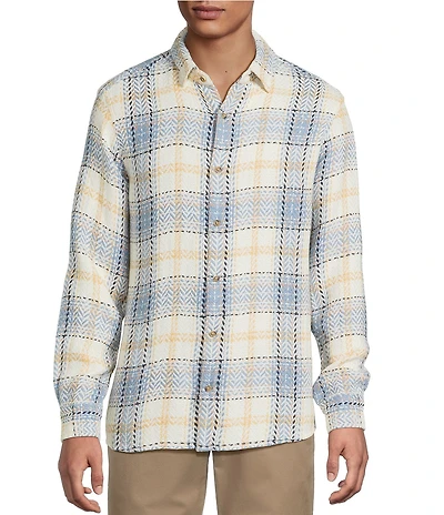 Rowm Long Sleeve Herringbone Medium Plaid Woven Shirt