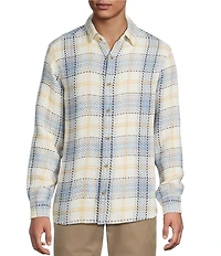 Rowm Long Sleeve Herringbone Medium Plaid Woven Shirt