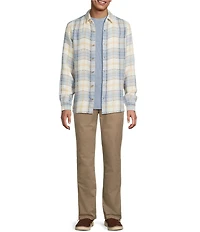 Rowm Long Sleeve Herringbone Medium Plaid Woven Shirt