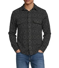 Rowm Long Sleeve Jacquard Geo Print Coatfront Shirt