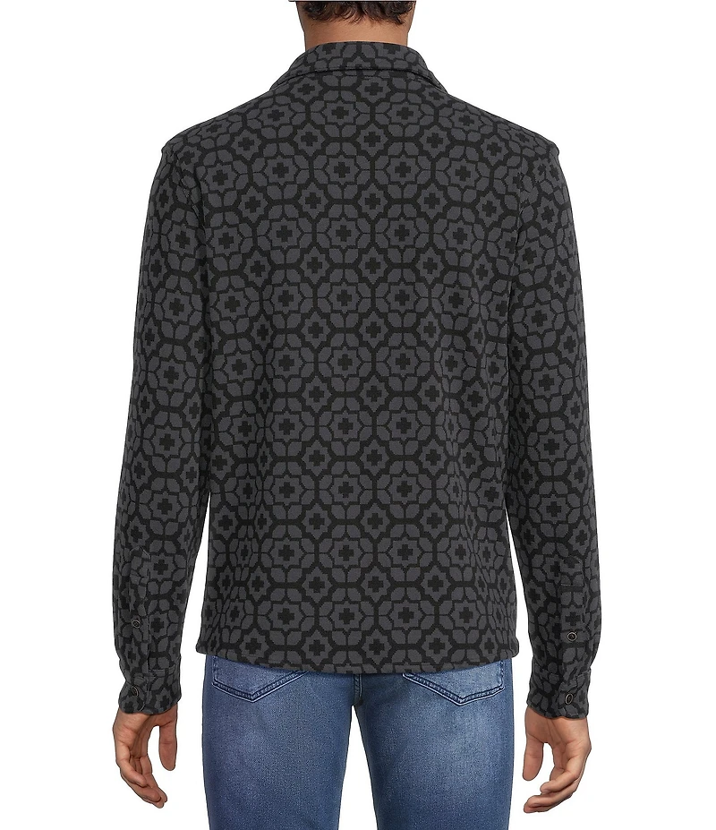 Rowm Long Sleeve Jacquard Geo Print Coatfront Shirt