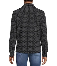Rowm Long Sleeve Jacquard Geo Print Coatfront Shirt