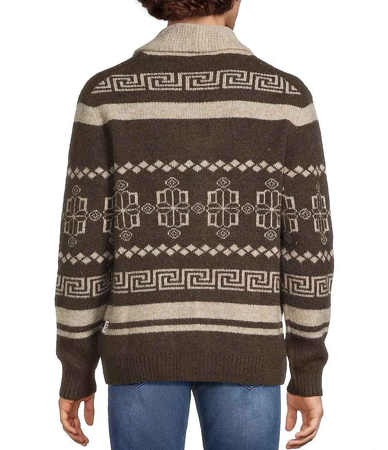 Rowm Long Sleeve Jacquard Shawl Cardigan Sweater