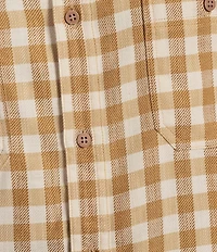 Rowm Long Sleeve Small Check Slub Button Front Woven Shirt
