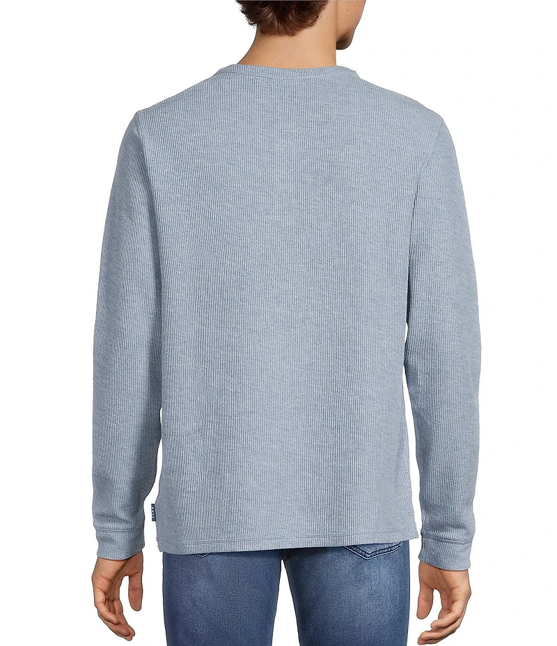 Rowm Long Sleeve Solid Ribbed Henley Pullover