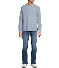 Rowm Long Sleeve Solid Ribbed Henley Pullover