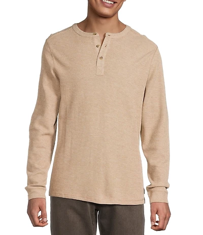 Rowm Long Sleeve Solid Ribbed Henley Pullover