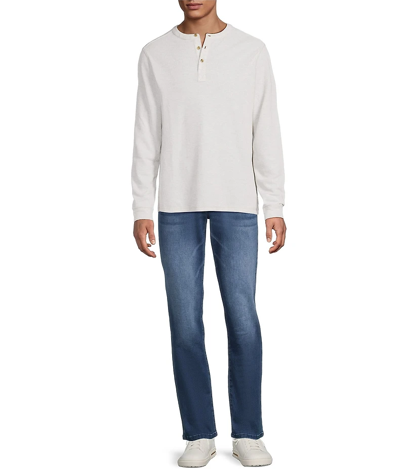 Rowm Long Sleeve Solid Ribbed Henley Pullover