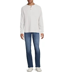Rowm Long Sleeve Solid Ribbed Henley Pullover