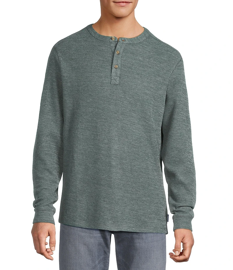Rowm Long Sleeve Solid Ribbed Henley Pullover