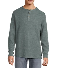 Rowm Long Sleeve Solid Ribbed Henley Pullover