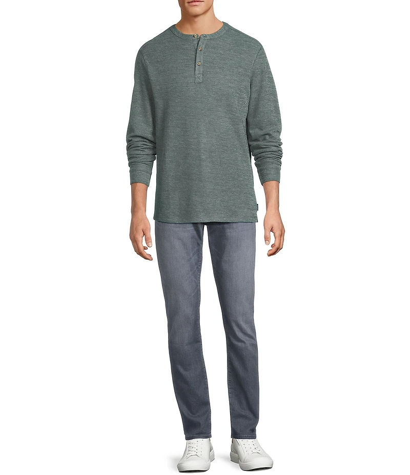 Rowm Long Sleeve Solid Ribbed Henley Pullover