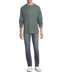 Rowm Long Sleeve Solid Ribbed Henley Pullover