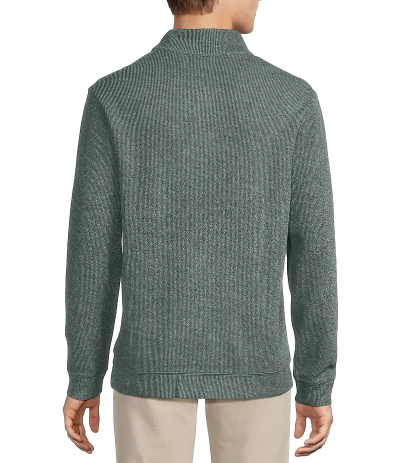Rowm Long Sleeve Solid Ribbed Textured Q-Zip