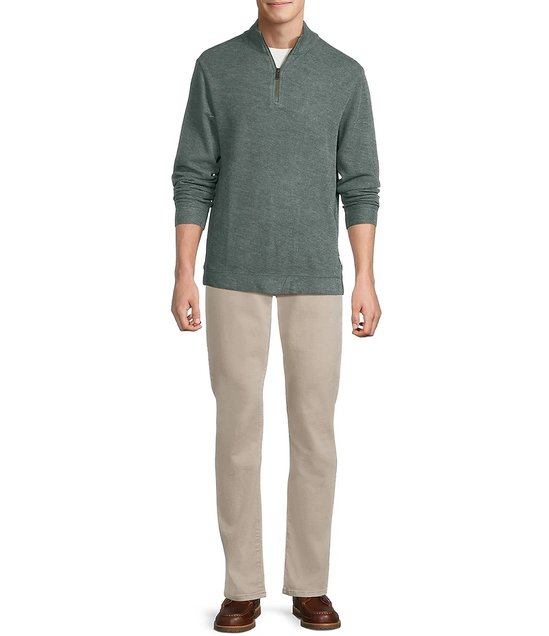 Rowm Long Sleeve Solid Ribbed Textured Q-Zip