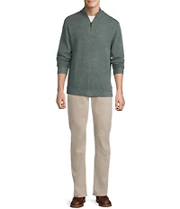 Rowm Long Sleeve Solid Ribbed Textured Q-Zip