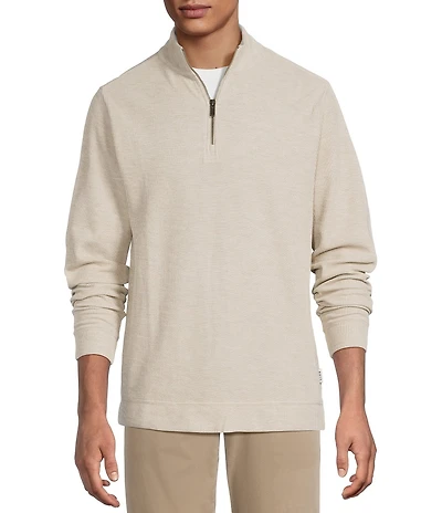 Rowm Long Sleeve Solid Ribbed Textured Q-Zip