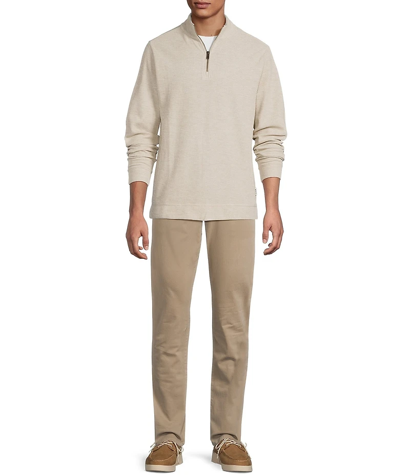 Rowm Long Sleeve Solid Ribbed Textured Q-Zip