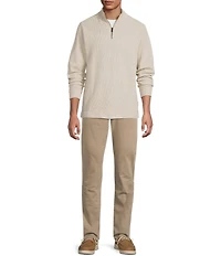 Rowm Long Sleeve Solid Ribbed Textured Q-Zip