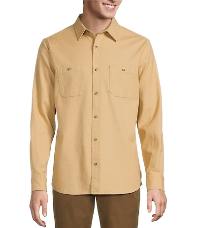 Rowm Long Sleeve Solid Textured Woven Shirt