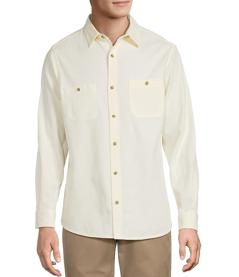 Rowm Long Sleeve Solid Textured Woven Shirt