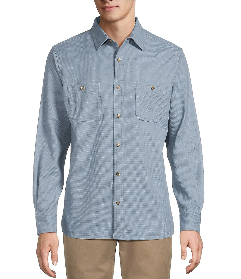 Rowm Long Sleeve Solid Textured Woven Shirt