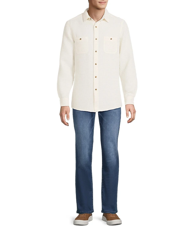 Rowm Long Sleeve Solid Waffle Button Front Shirt | Brazos Mall Rowm Long Sleeve Solid Waffle Button Front Shirt | Brazos Mall