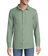 Rowm Long Sleeve Solid Waffle Button Front Shirt