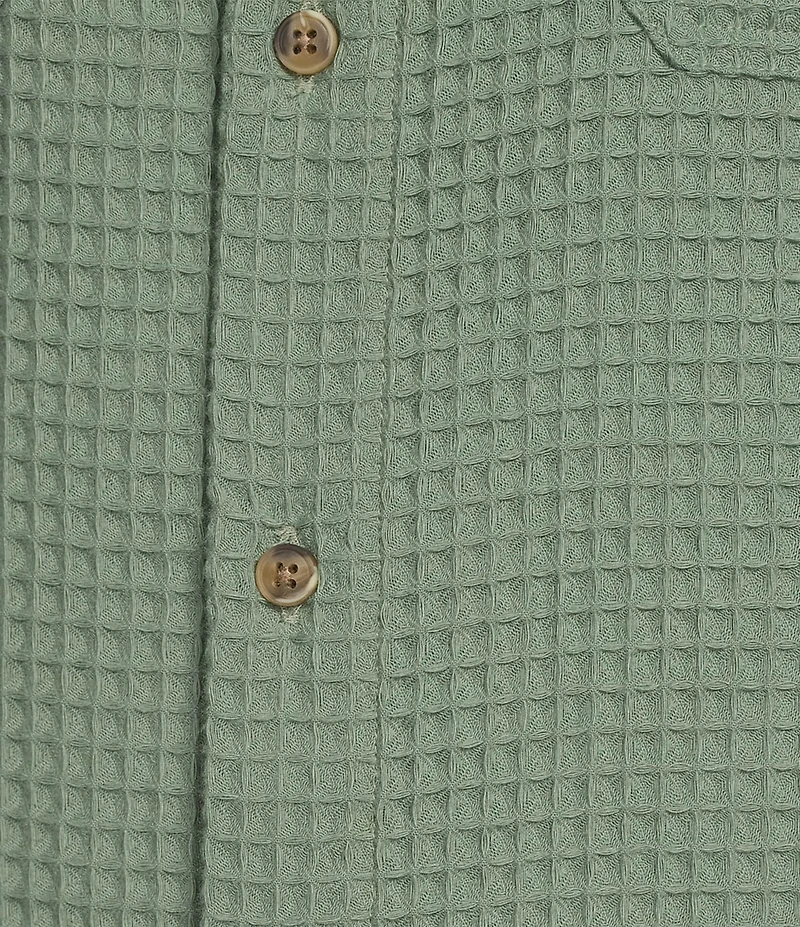 Rowm Long Sleeve Solid Waffle Button Front Shirt
