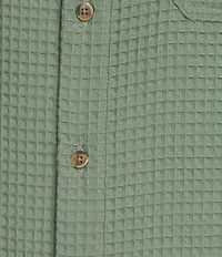 Rowm Long Sleeve Solid Waffle Button Front Shirt