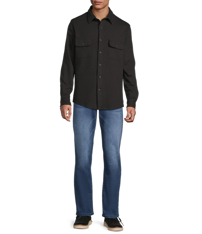 Rowm Long Sleeve Textured Button Front Shirt