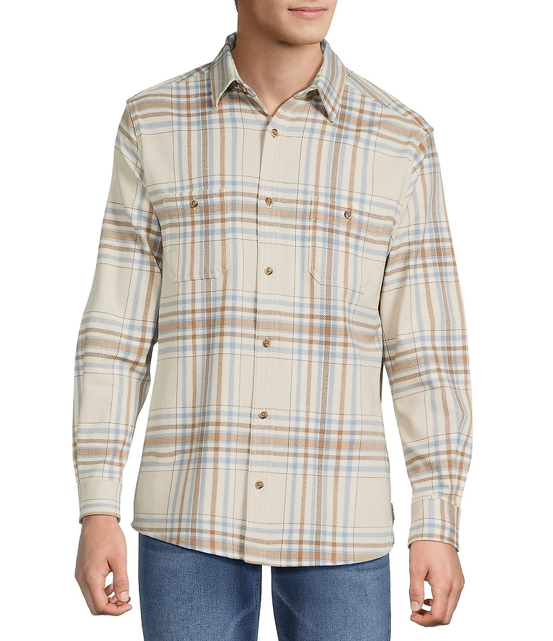 Rowm Long Sleeve Textured Large Plaid Slub Shirt