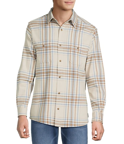 Rowm Long Sleeve Textured Large Plaid Slub Shirt