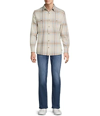 Rowm Long Sleeve Textured Large Plaid Slub Shirt